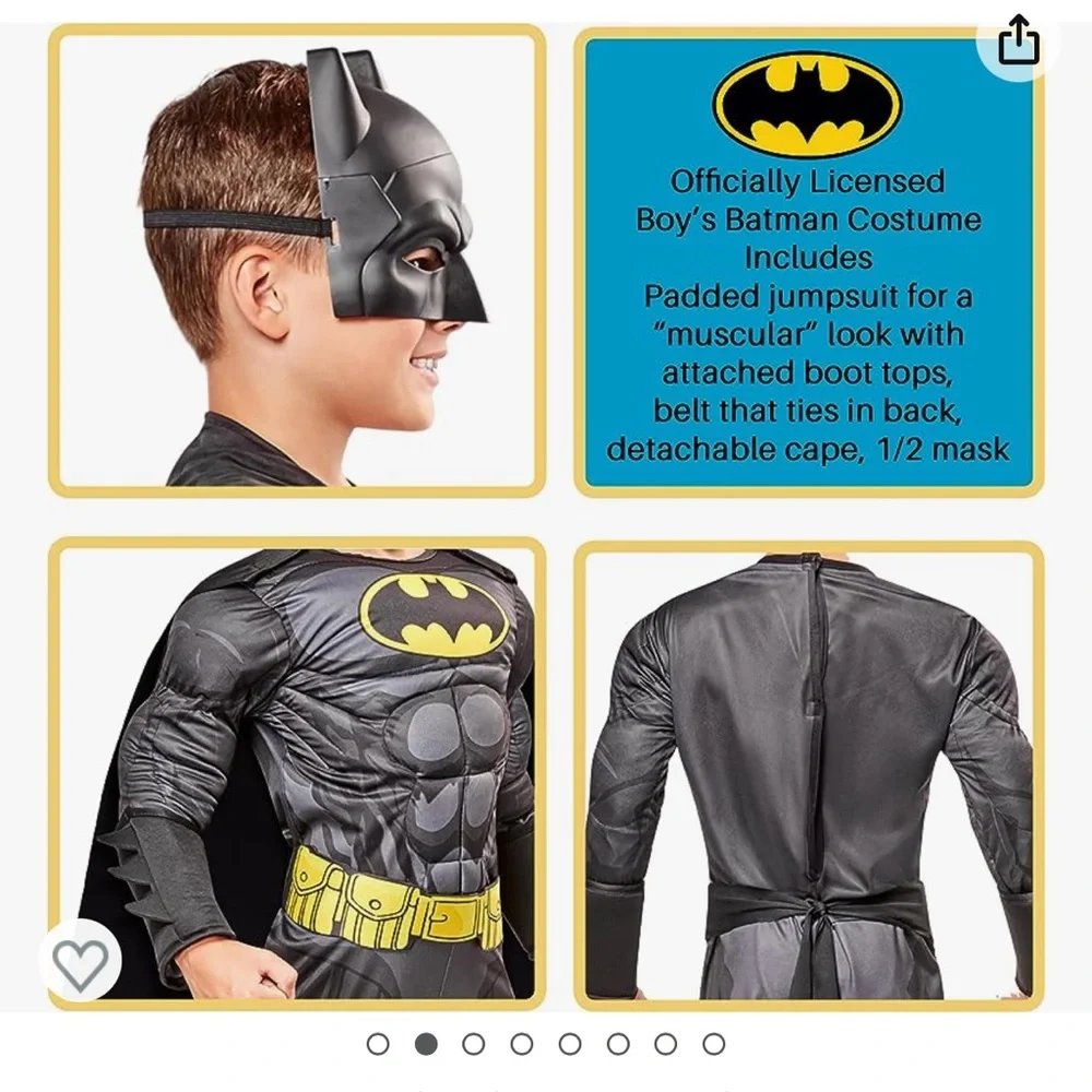 Batman Kids Black & Yellow Muscle Chest Costume